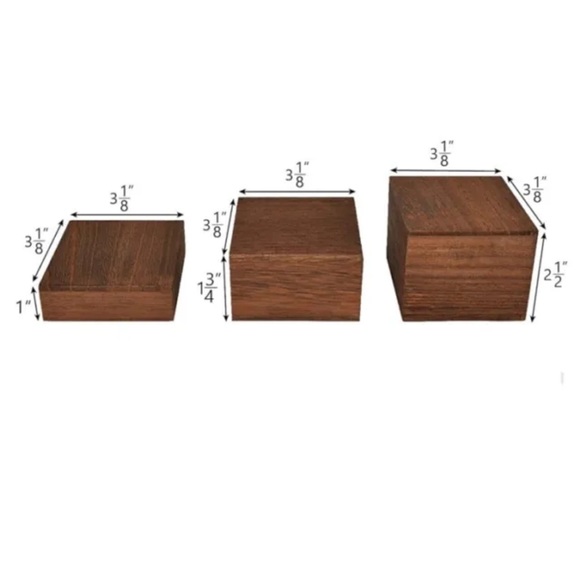 Mooca Wooden 3 Pcs Square Risers for Display, Brown Color X 4 - Picture 2 of 5